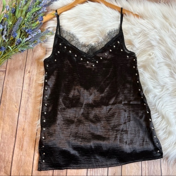 Zara | black lace studded camisole tank top - Picture 4 of 6